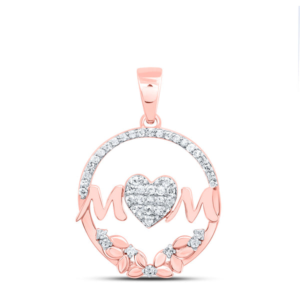 10k ROSE GOLD 1/6 CTW DIAMOND P1 GIFT | MOM HEART FLOWER PENDANT